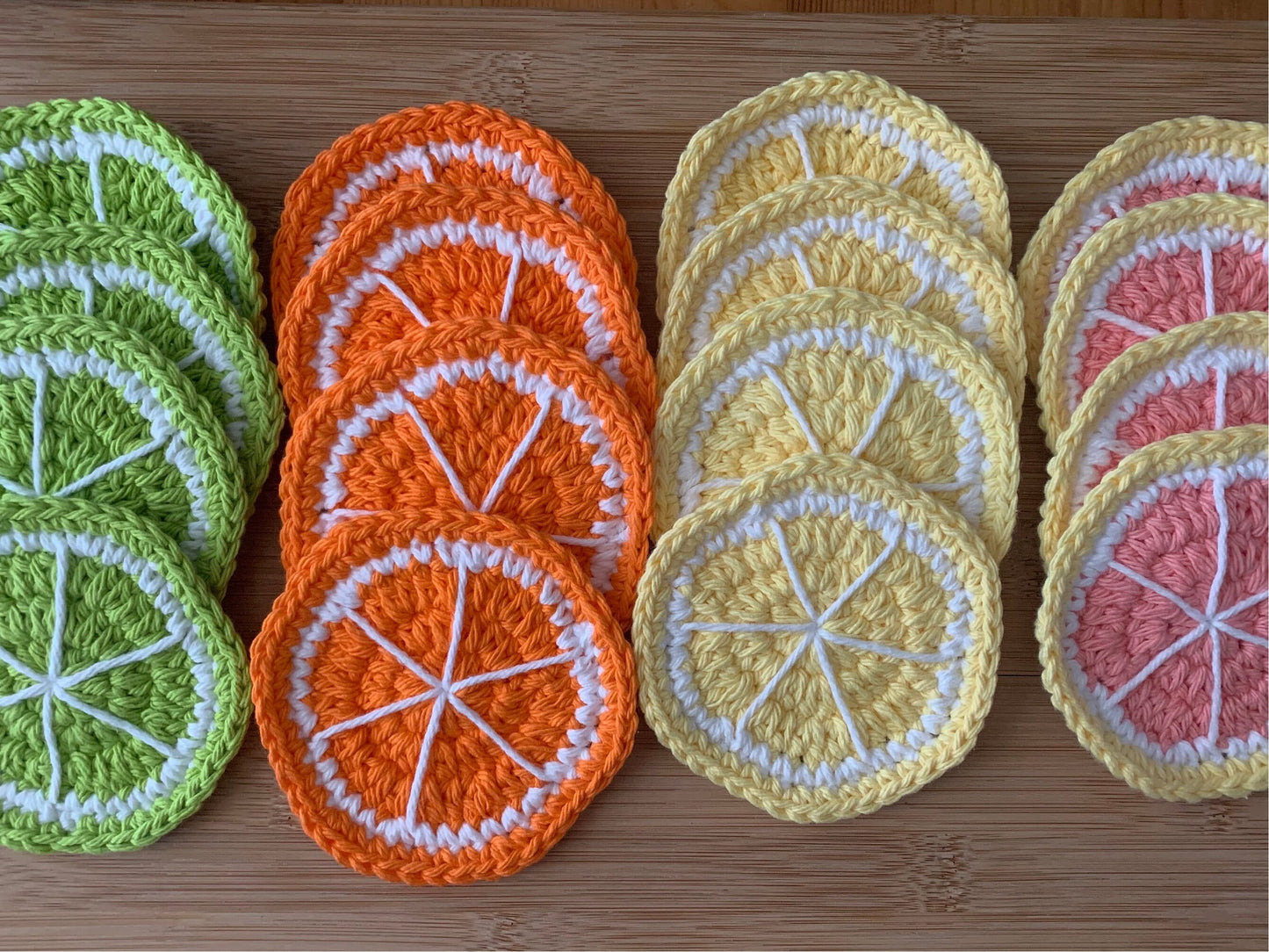 Handmade Crochet Coaster Set: Citrus Fruit Slices
