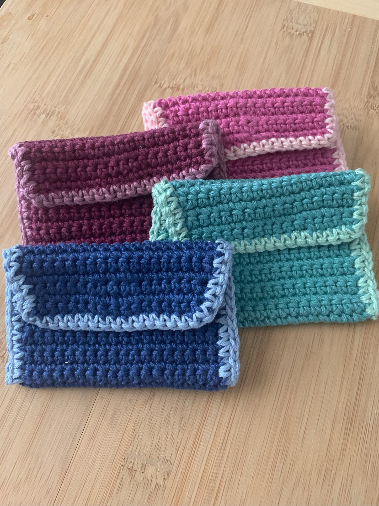 Handmade Crochet Wallet: Cotton Card Holder with Magnetic Snap