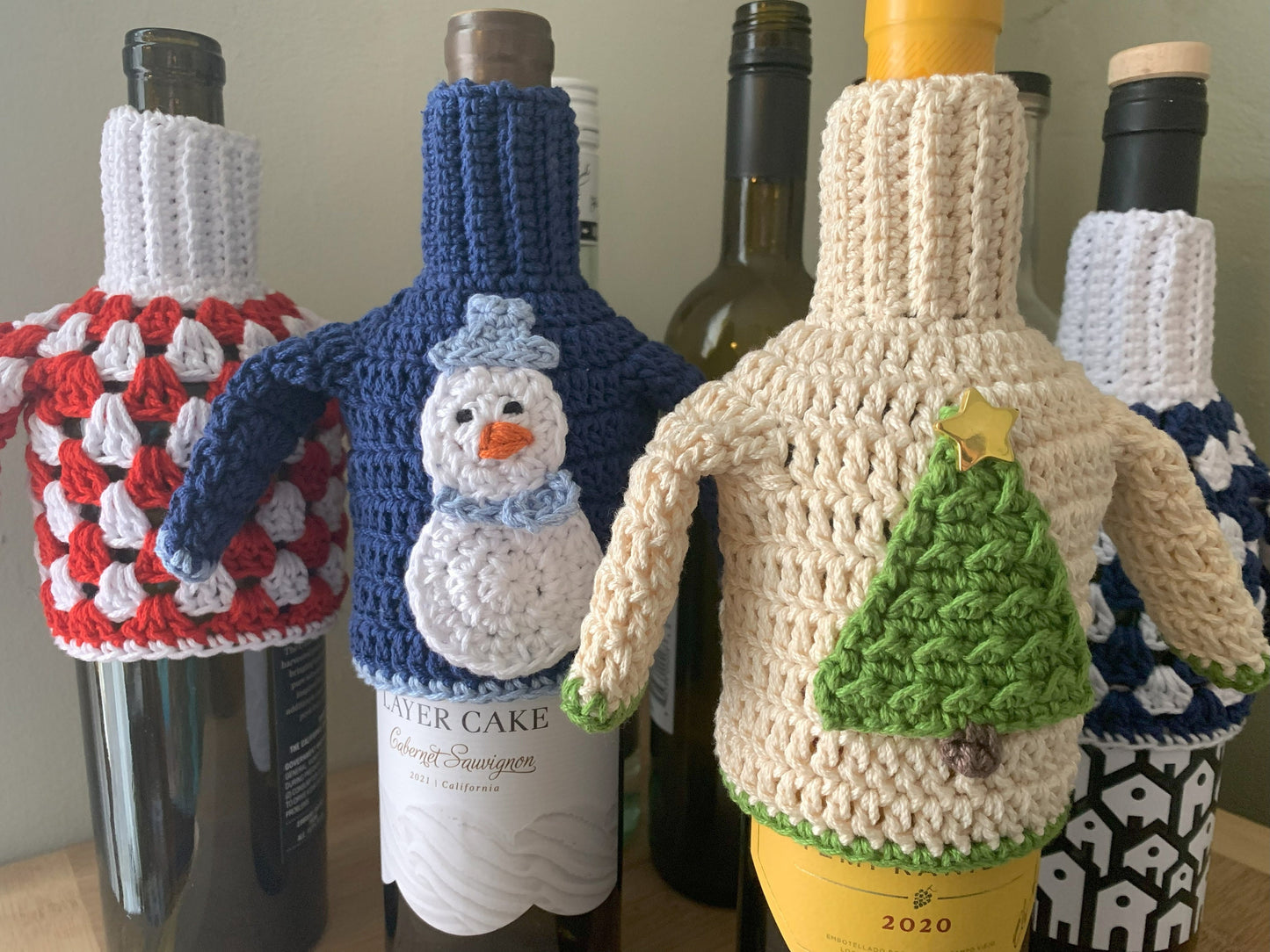 Christmas Tree Wine Bottle Sweater - Ugly Sweater Wine Bottle Cozy - Wine Bottle Cover - Christmas Wine Bottle Décor
