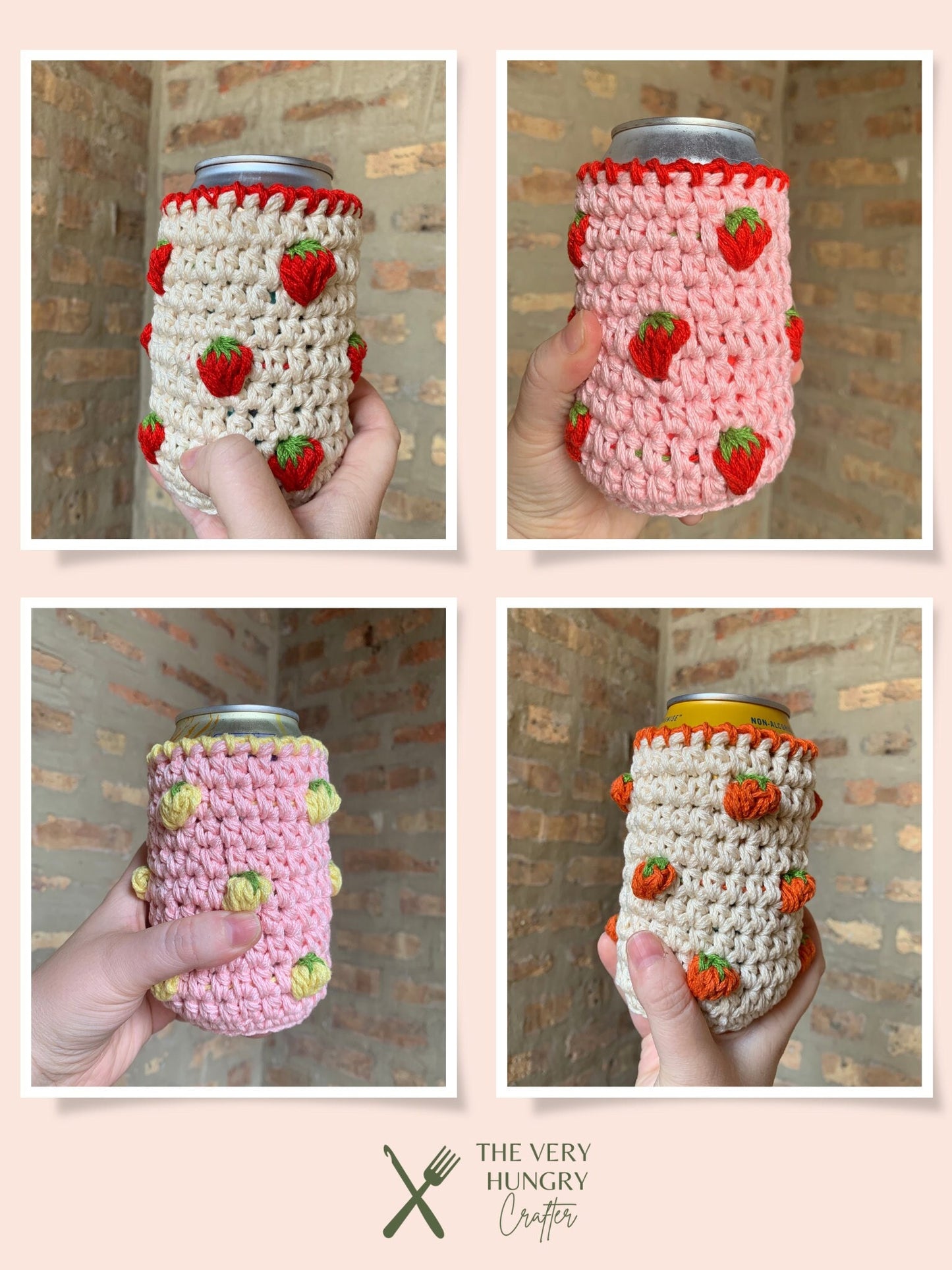 Crochet Fruit Can Cozy: Handmade Cotton Drink Sleeve
