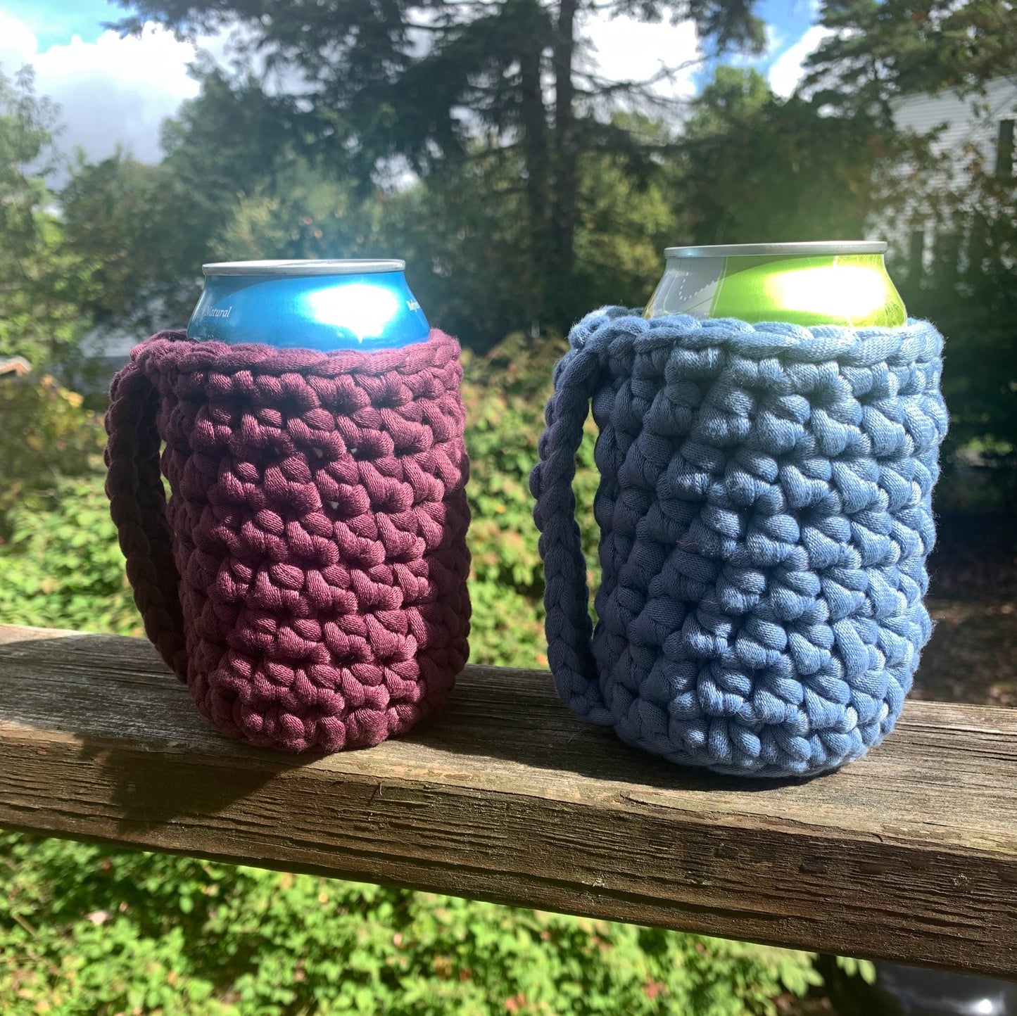 Handmade Crochet Can Cozy: Iced Coffee Cup Sleeve with Handle
