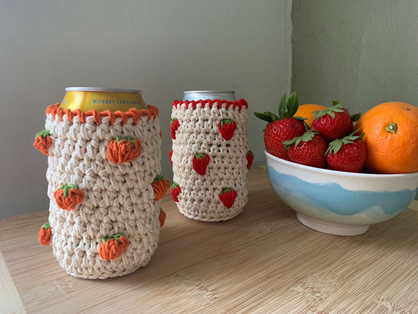 Crochet Fruit Can Cozy: Handmade Cotton Drink Sleeve