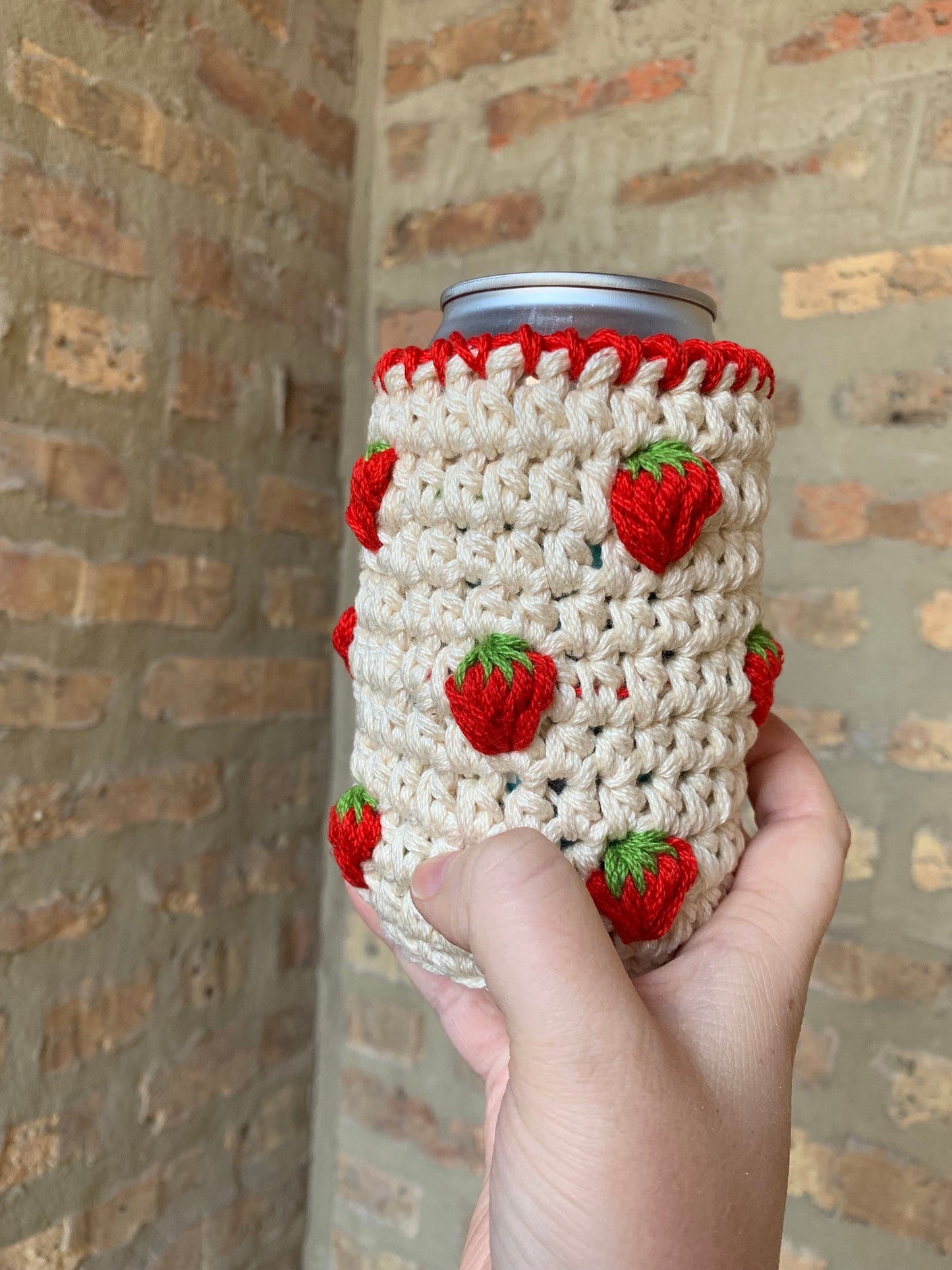 Crochet Fruit Can Cozy: Handmade Cotton Drink Sleeve