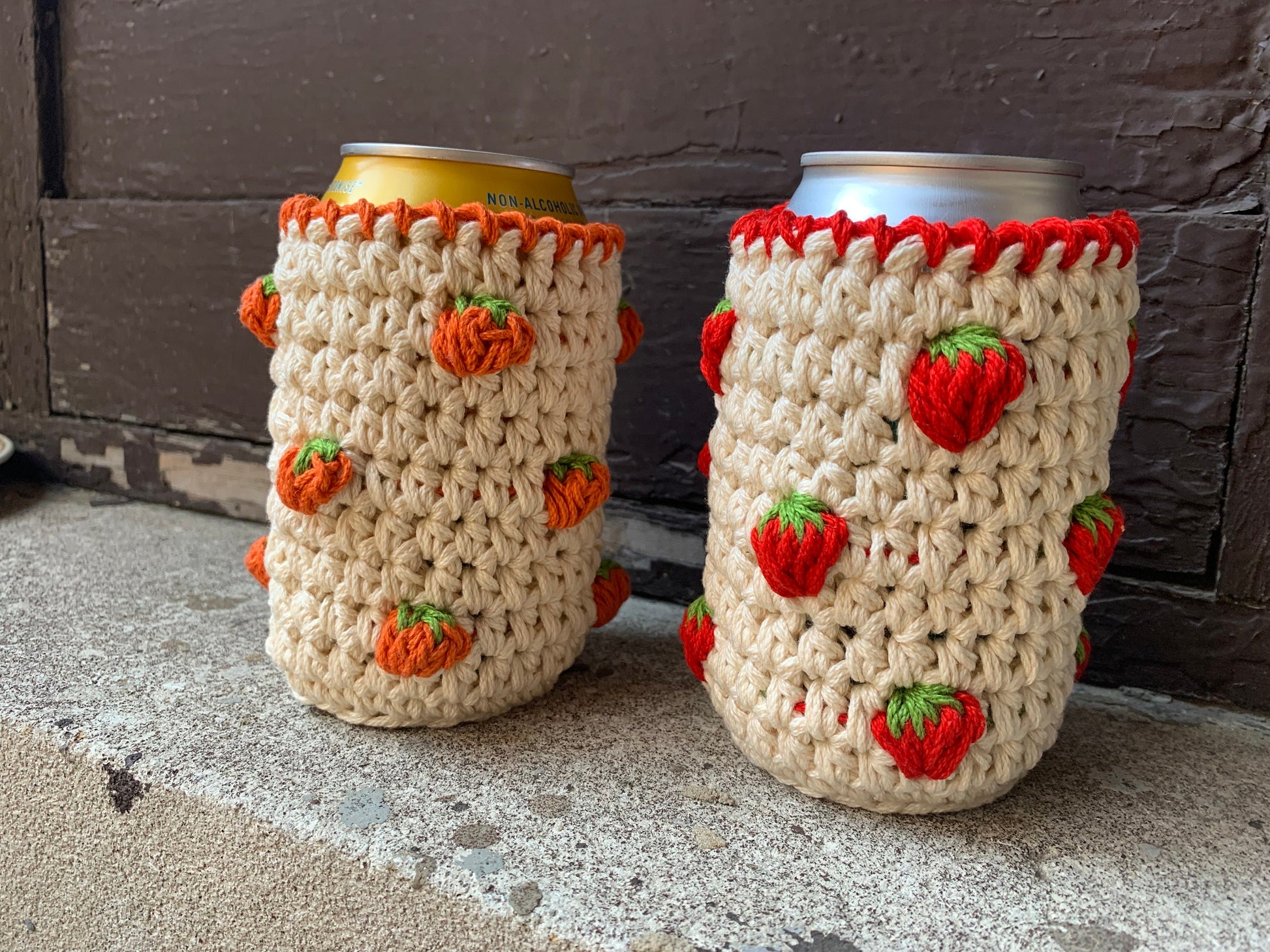 Crochet Fruit Can Cozy: Handmade Cotton Drink Sleeve