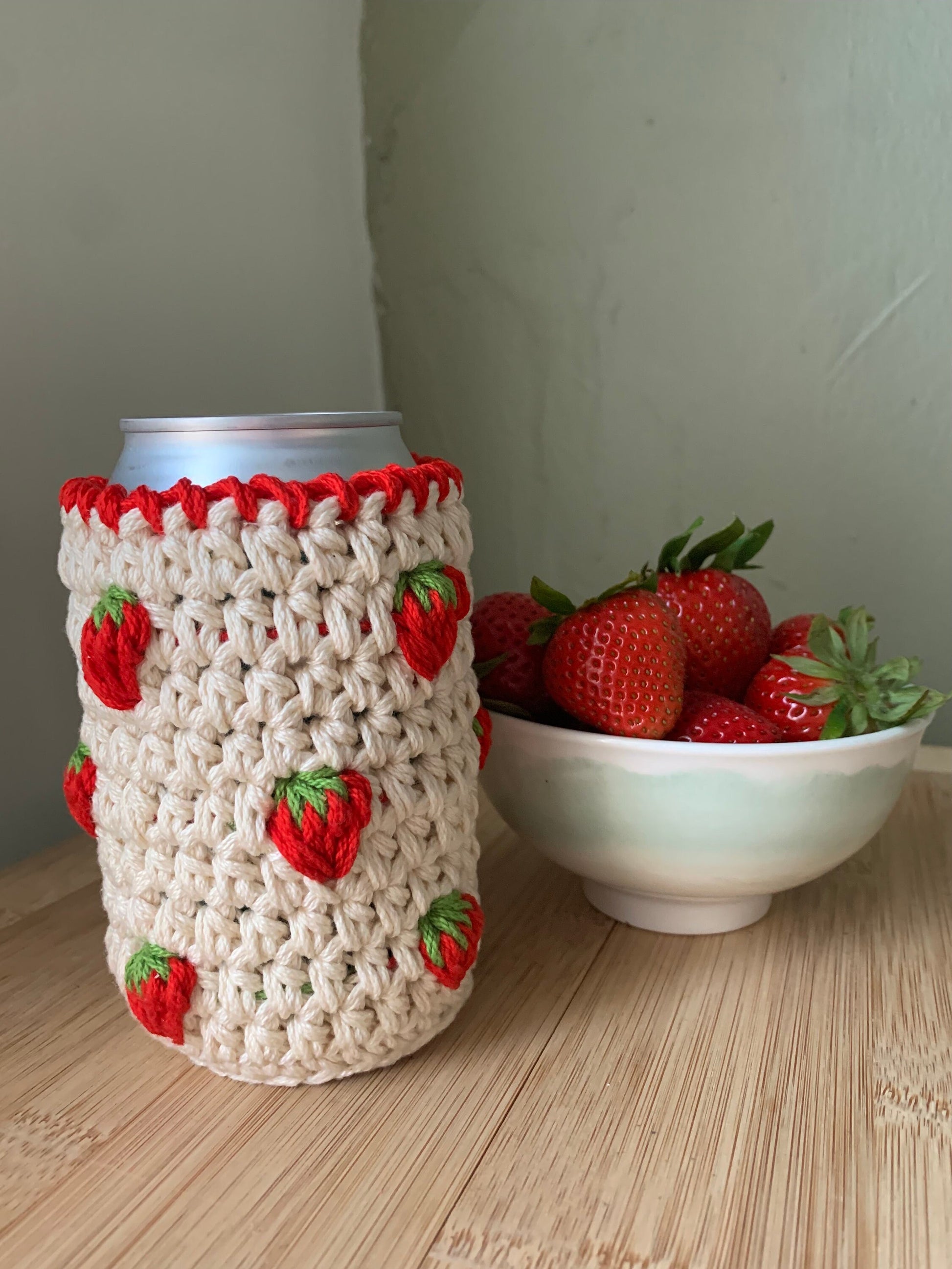 Crochet Fruit Can Cozy: Handmade Cotton Drink Sleeve
