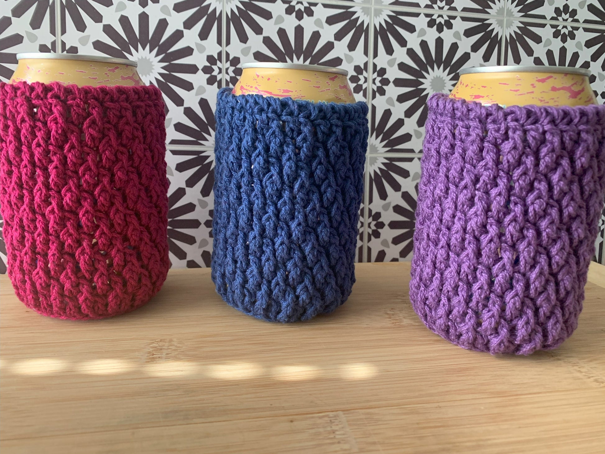 Handmade Crochet Can Cozy: 100% Cotton Drink Sleeve