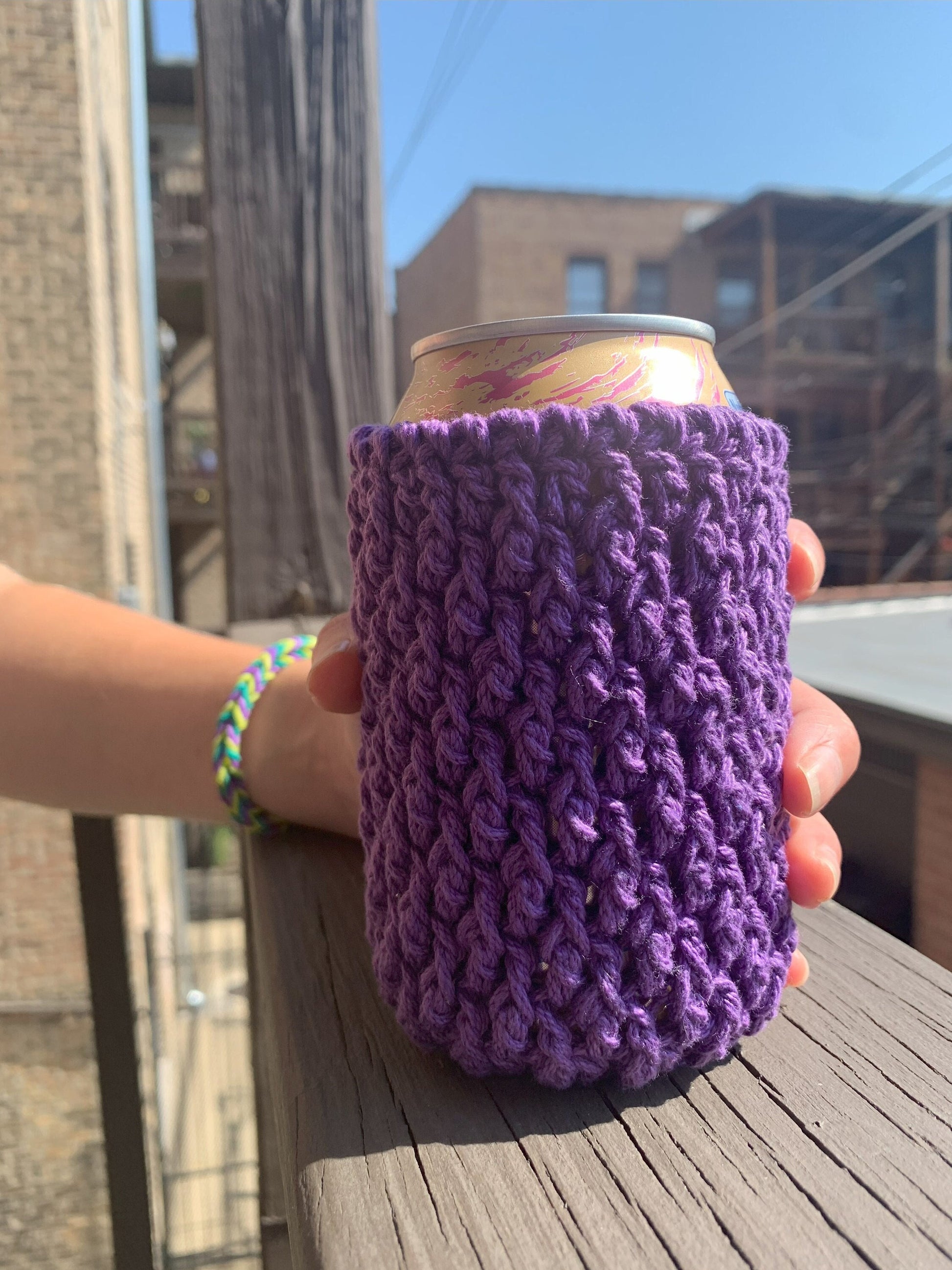 Handmade Crochet Can Cozy: 100% Cotton Drink Sleeve