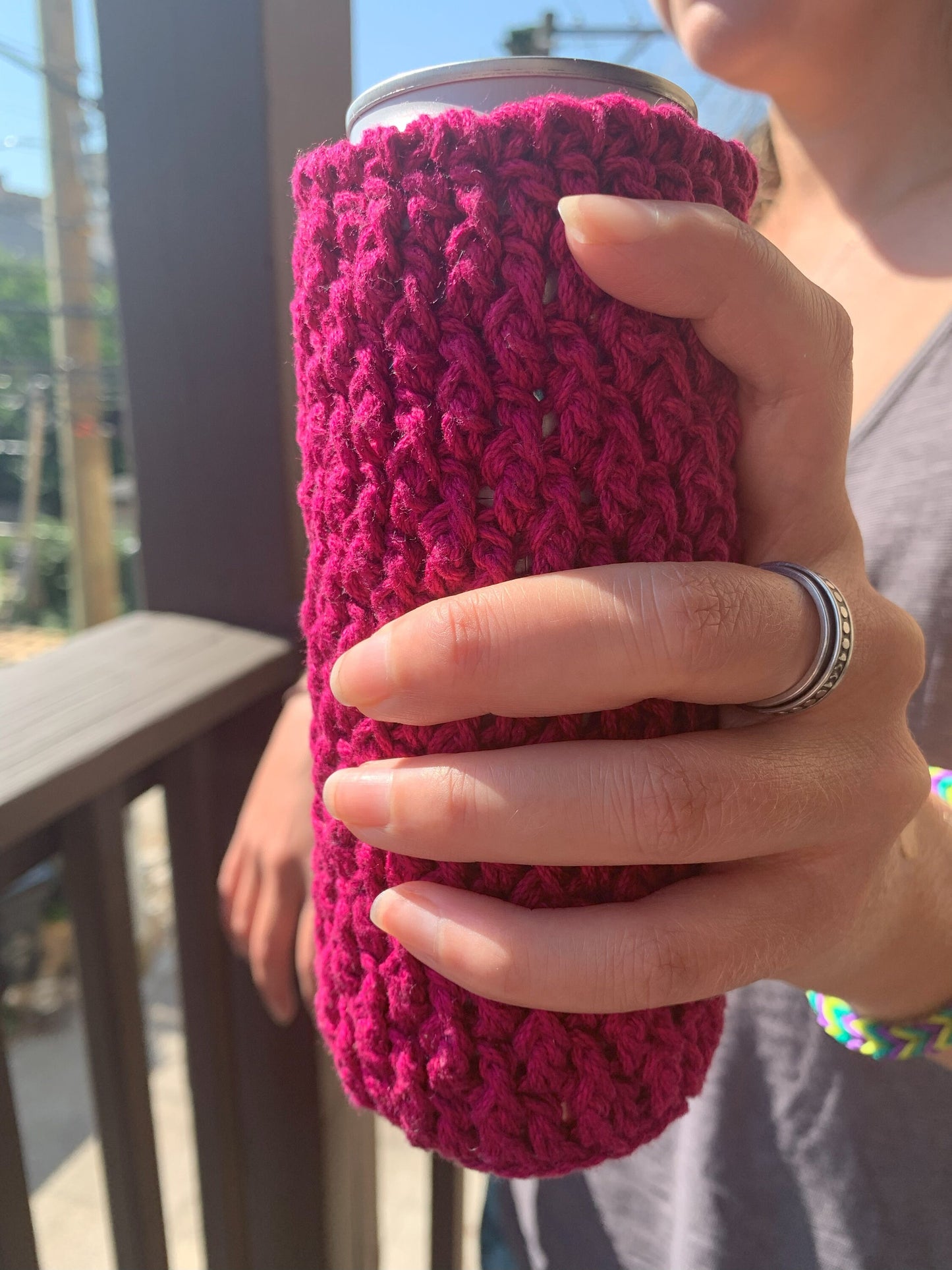 Crochet Skinny Can Cozy: Handmade Cotton Drink Sleeve