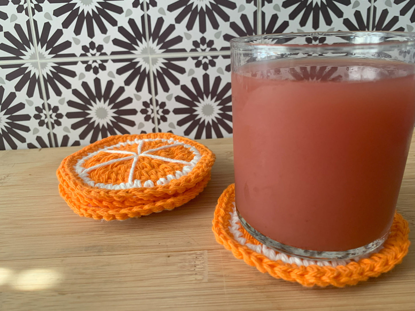Handmade Crochet Coaster Set: Citrus Fruit Slices