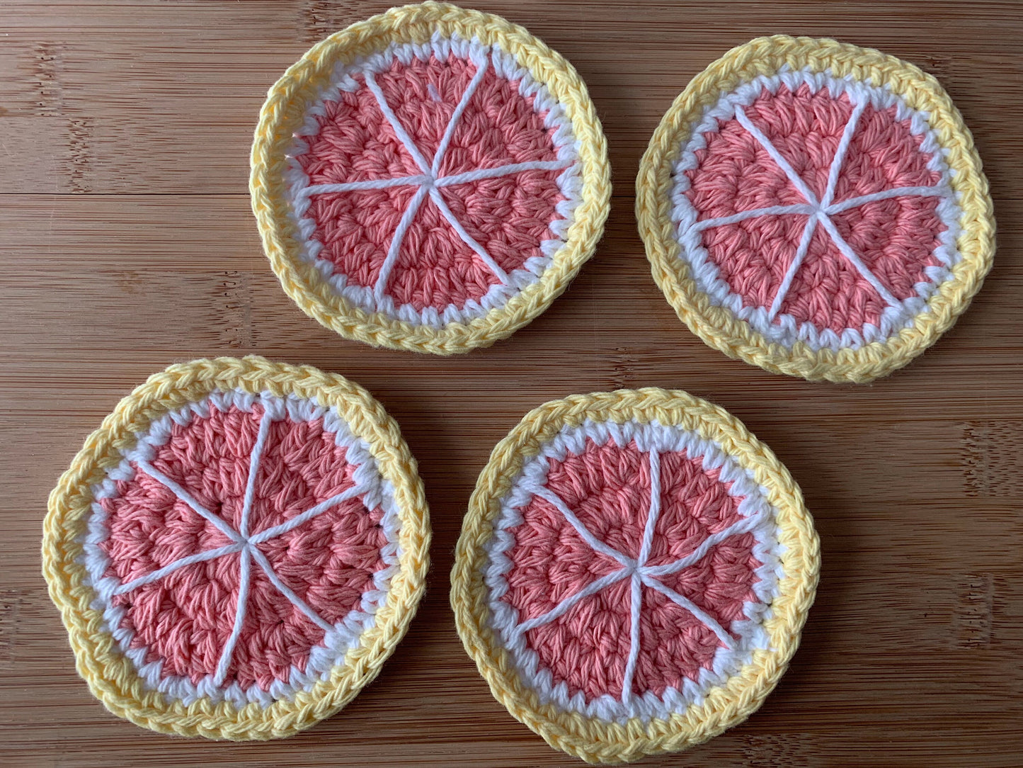 Handmade Crochet Coaster Set: Citrus Fruit Slices