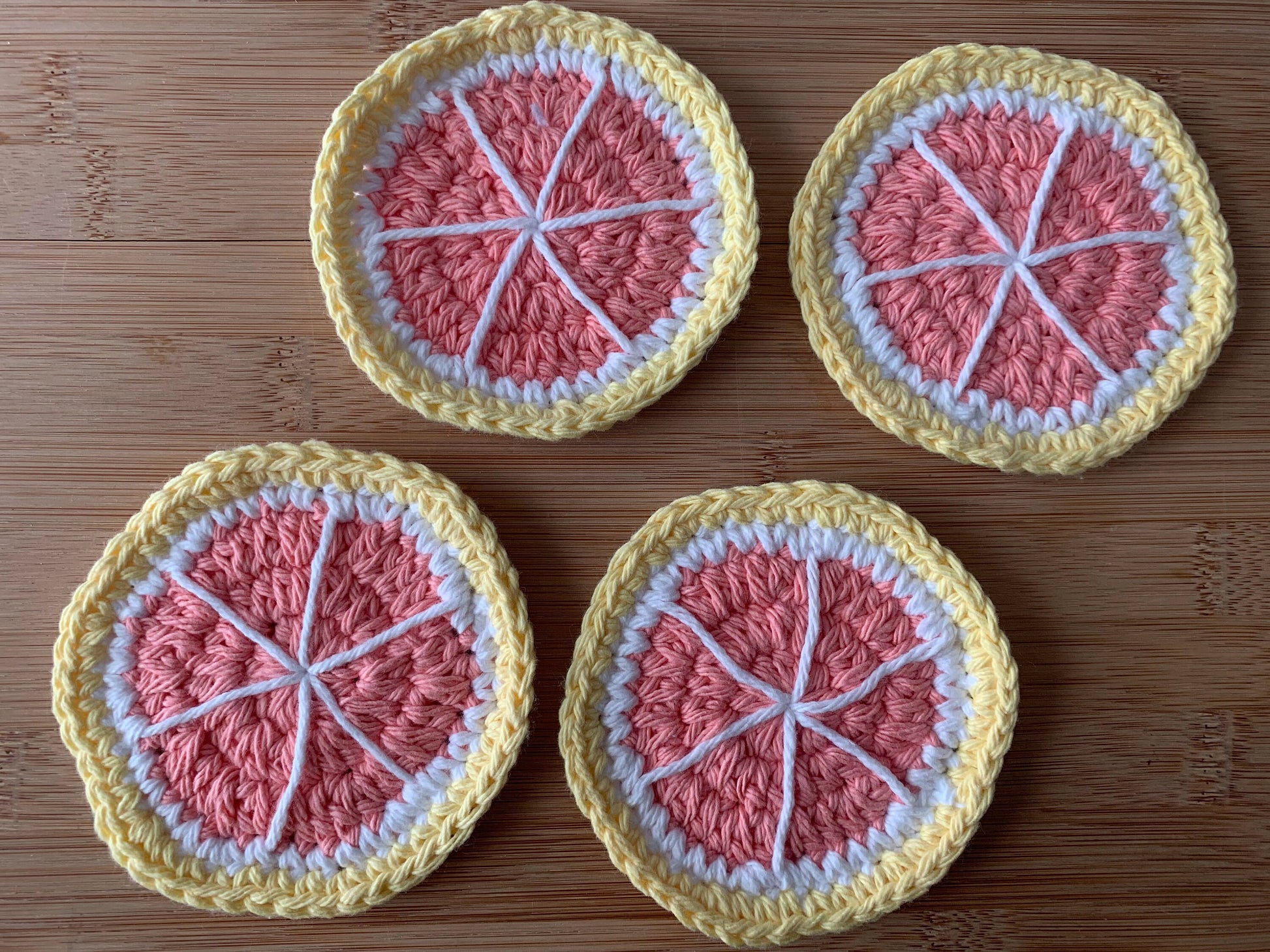 Handmade Crochet Coaster Set: Citrus Fruit Slices