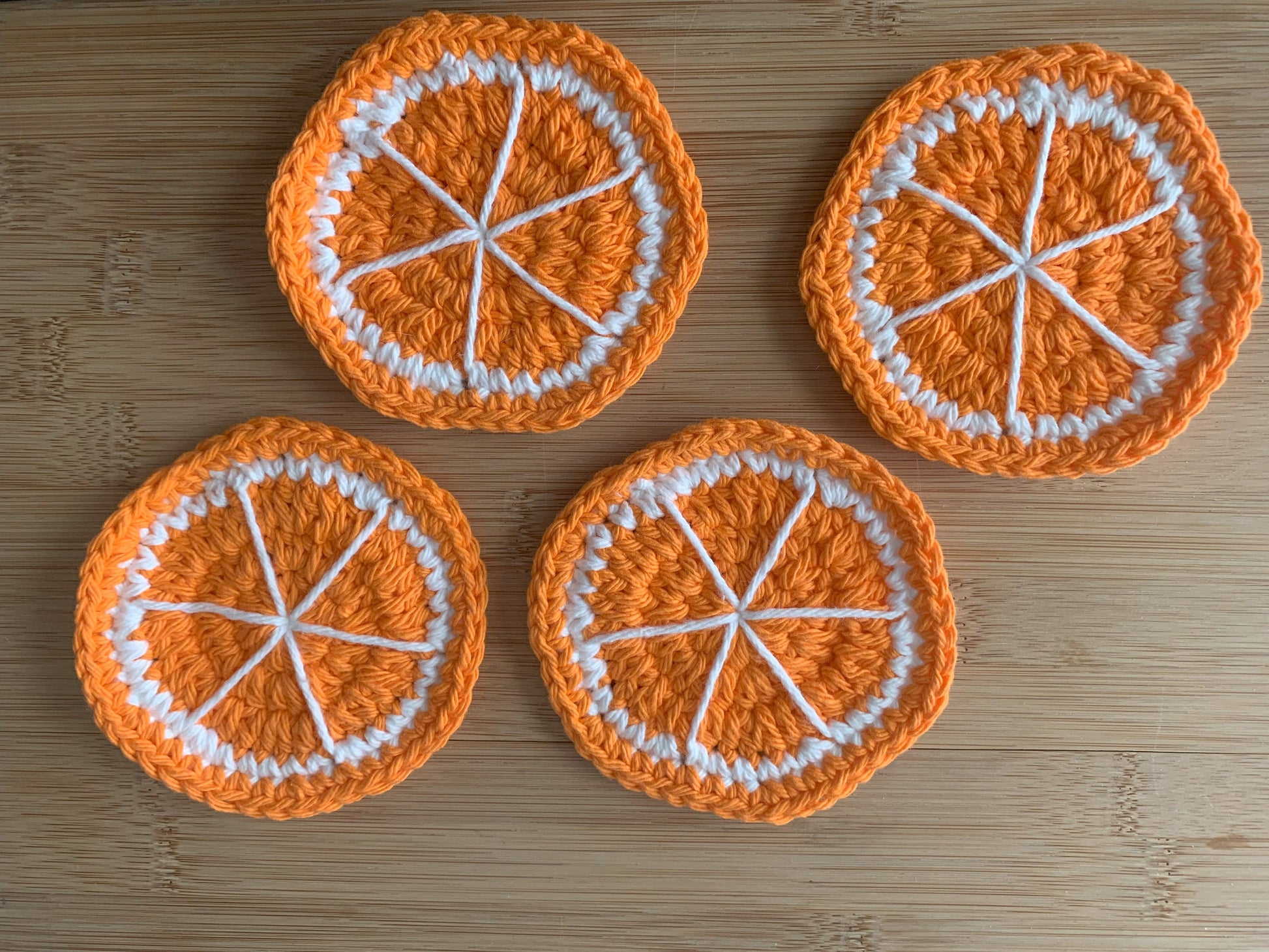 Handmade Crochet Coaster Set: Citrus Fruit Slices