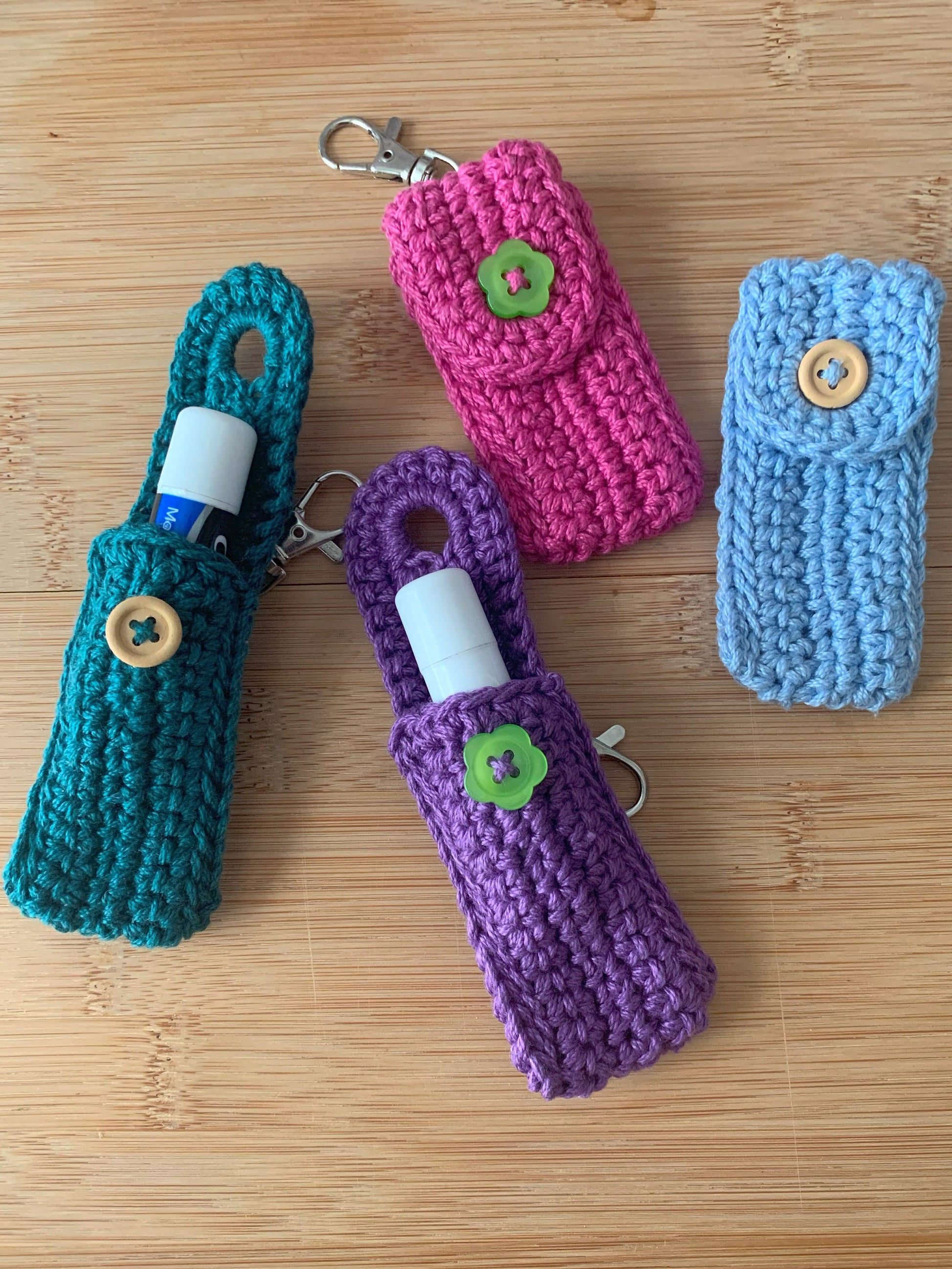 Crochet Lip Balm Keychain: Cotton Chapstick Holder Pouch