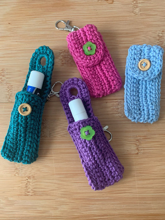 Crochet Lip Balm Keychain: Cotton Chapstick Holder Pouch