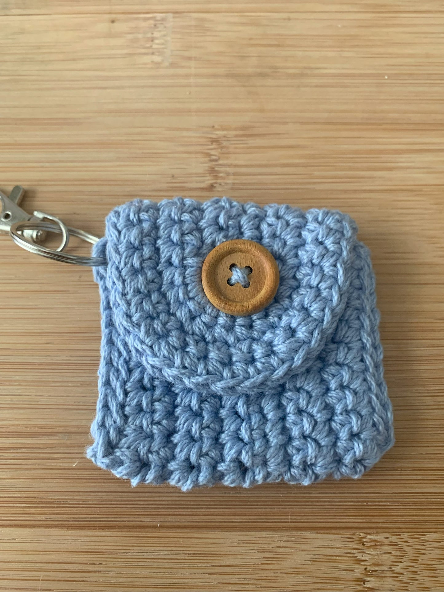 Crochet Headphone Pouch Keychain: Cotton Earbud Holder