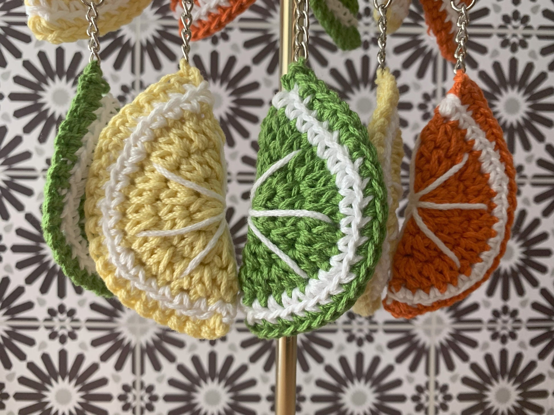 Crochet Citrus Slice Keychain