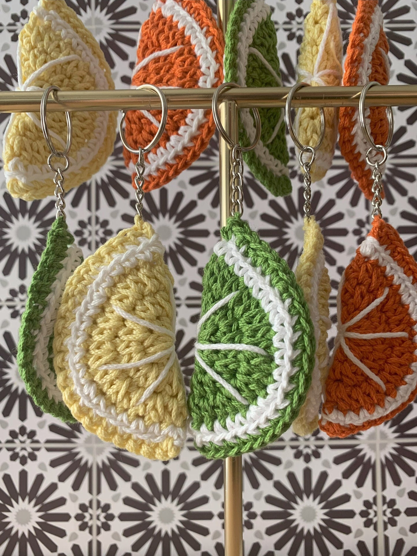 Crochet Citrus Slice Keychain