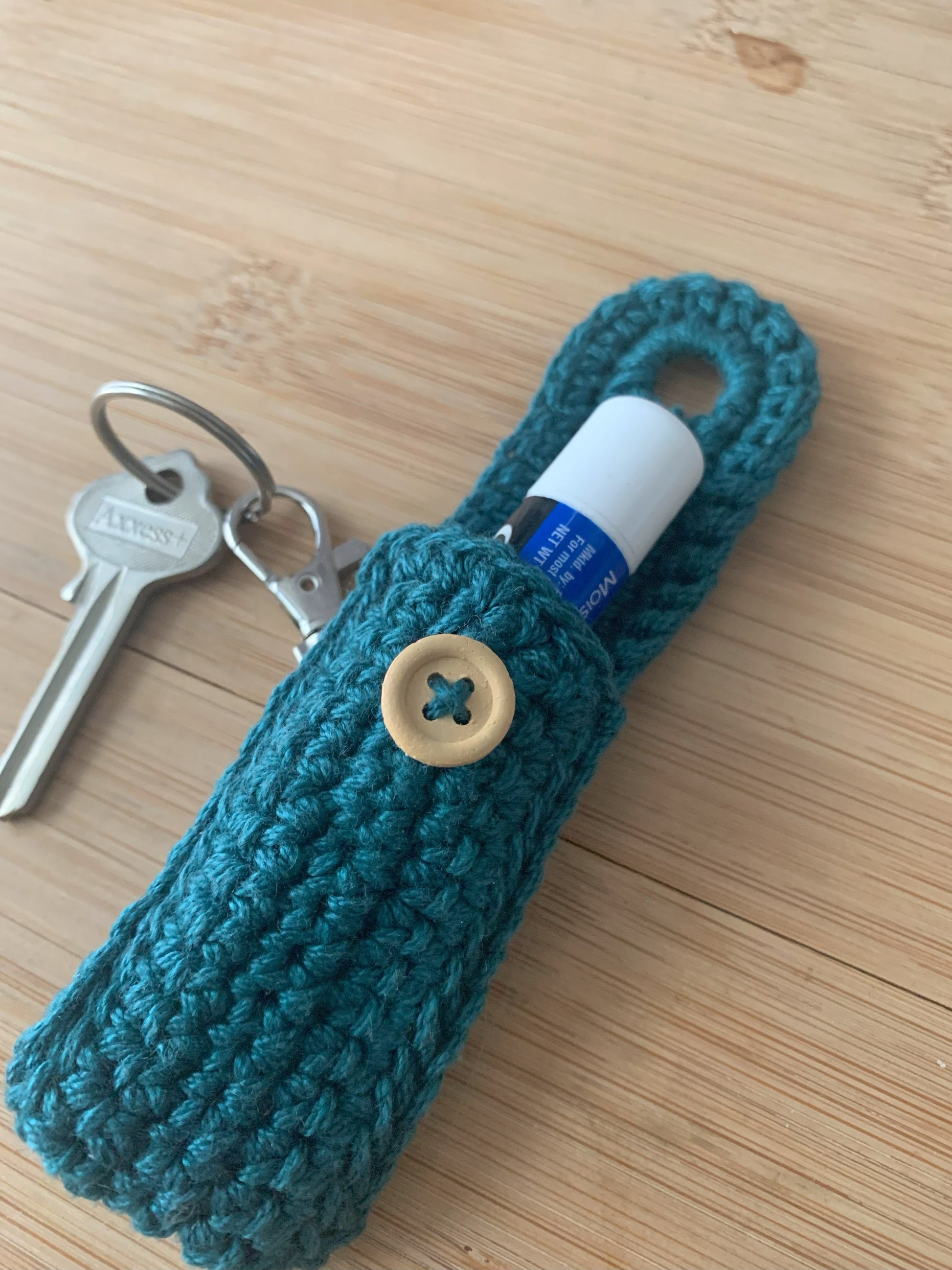 Crochet Lip Balm Keychain: Cotton Chapstick Holder Pouch