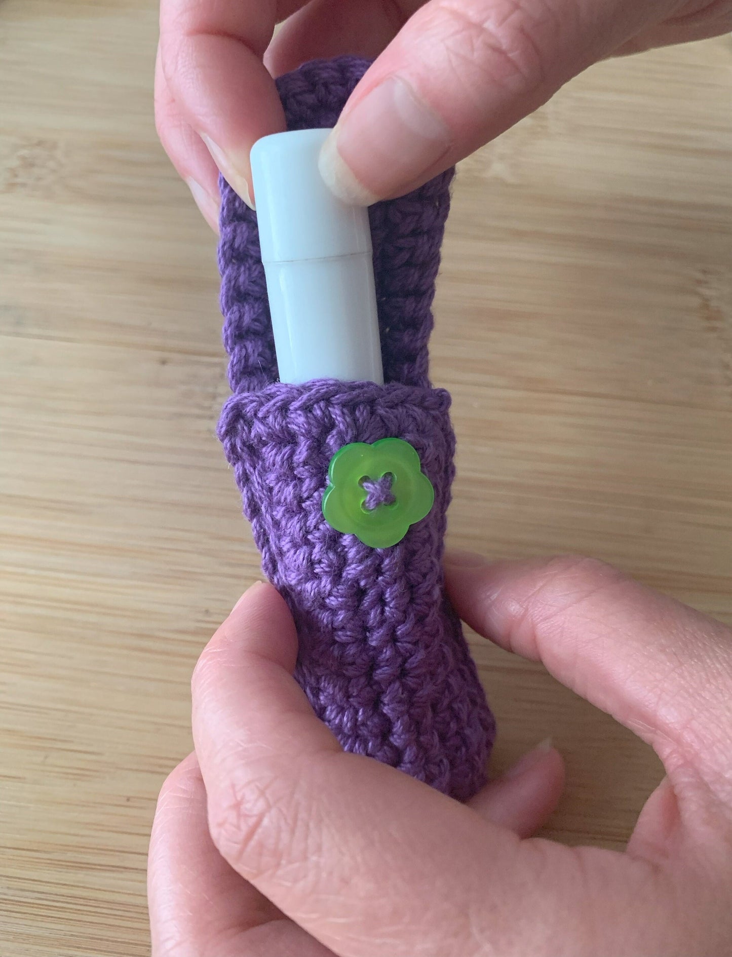 Crochet Lip Balm Keychain: Cotton Chapstick Holder Pouch
