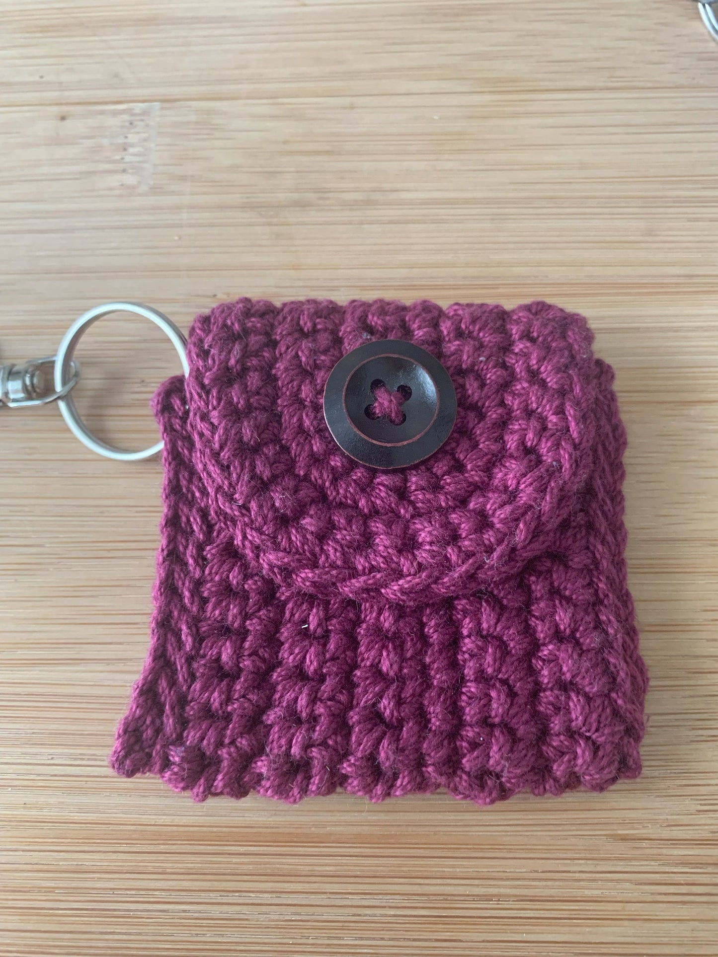 Crochet Headphone Pouch Keychain: Cotton Earbud Holder