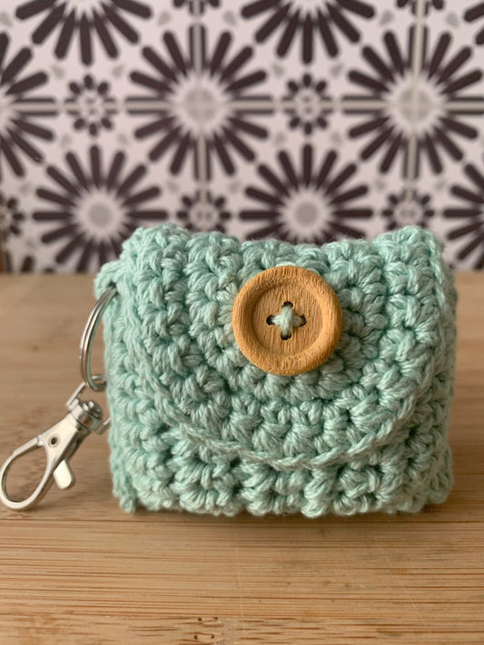 Crochet Headphone Pouch Keychain: Cotton Earbud Holder