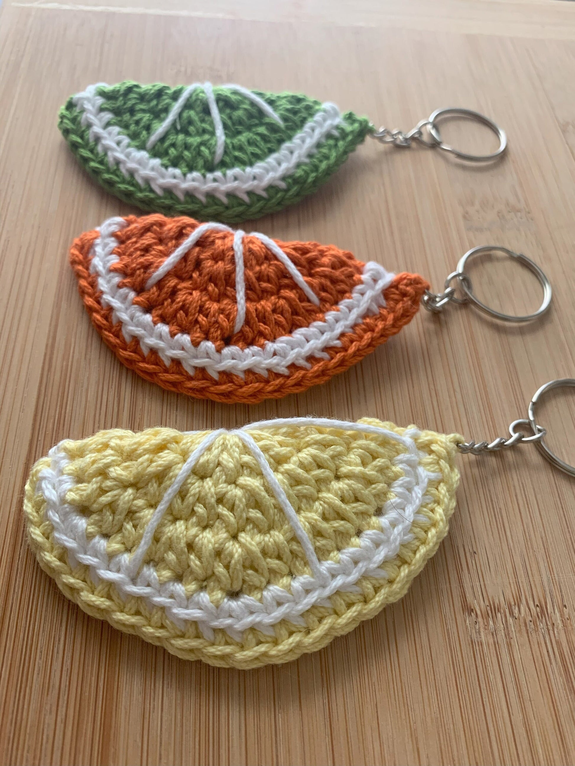 Crochet Citrus Slice Keychain