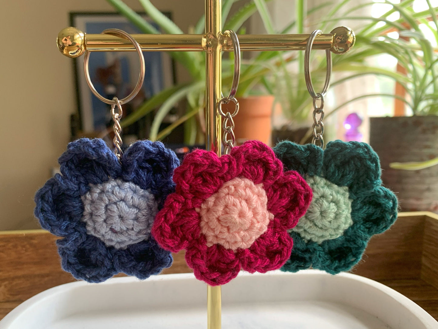 Crochet Flower Keychain