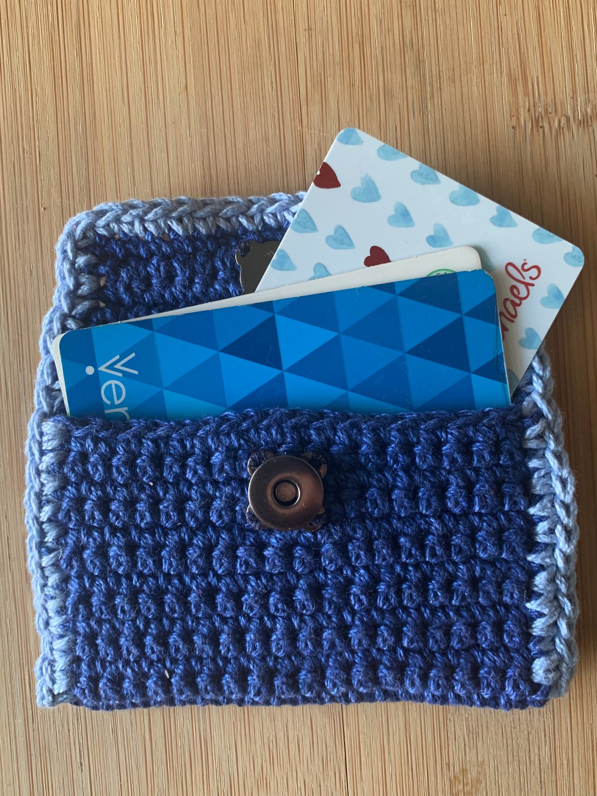 Handmade Crochet Wallet: Cotton Card Holder with Magnetic Snap