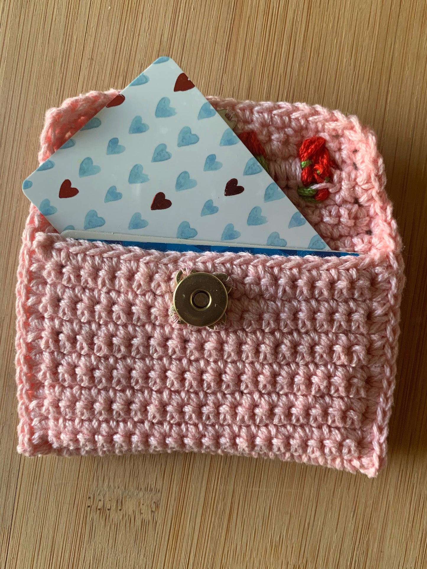 Crochet Strawberry Wallet - Crochet Card Holder - Handmade Wallet - Pink Crochet Wallet