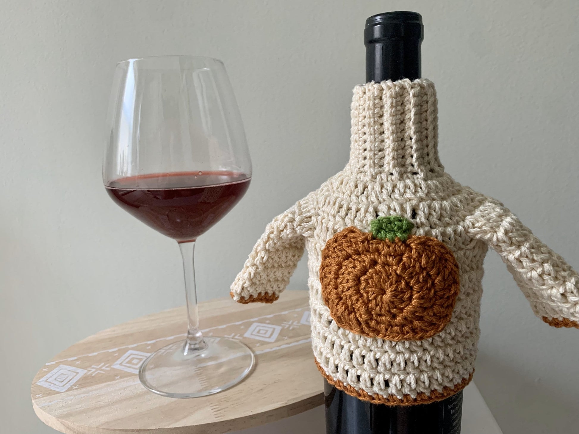 Crochet Pumpkin Wine Bottle Sweater