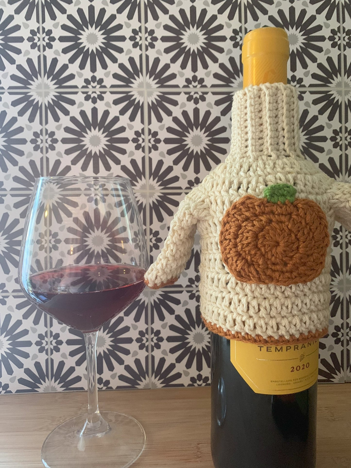 Crochet Pumpkin Wine Bottle Sweater