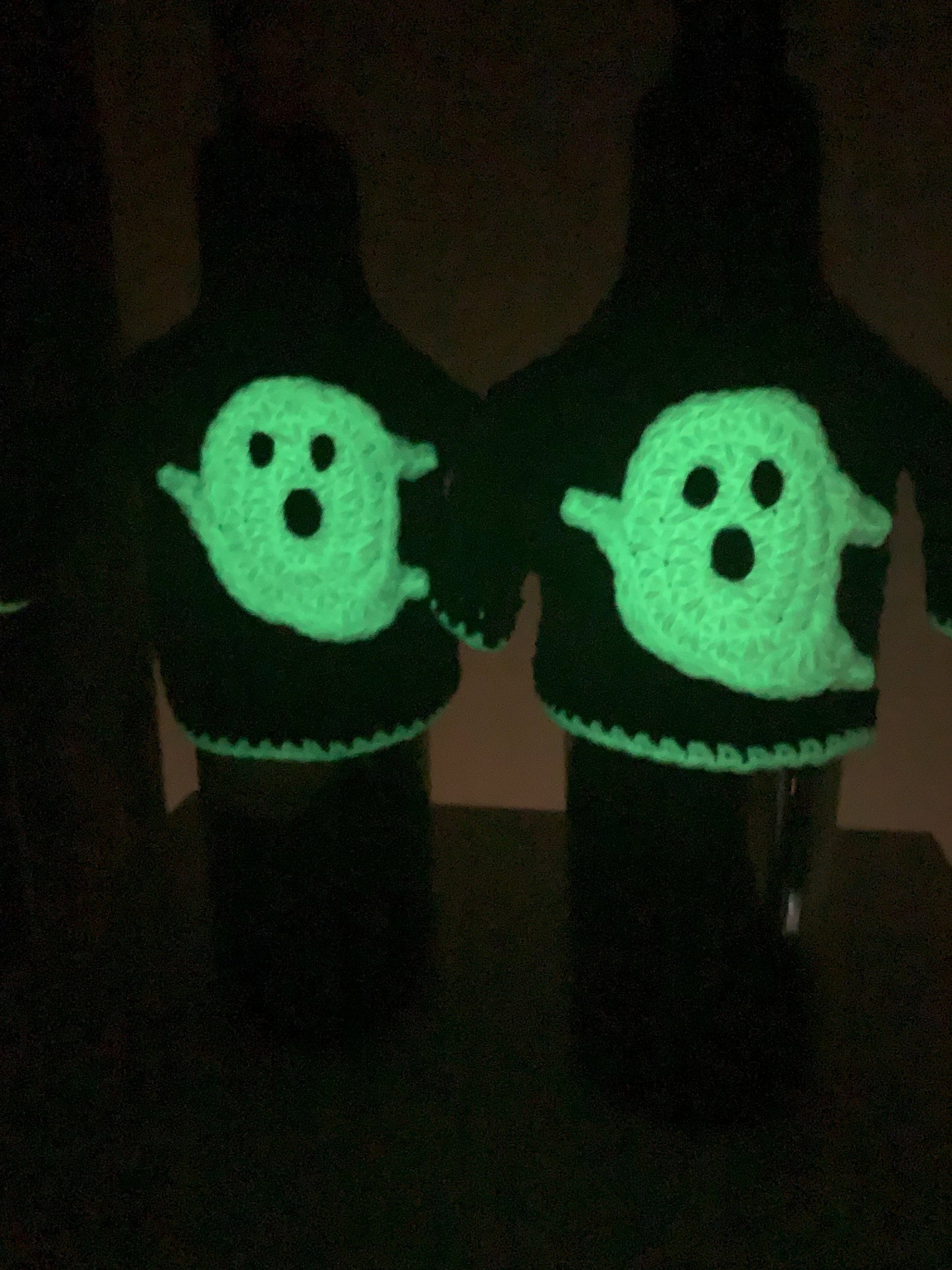 Crochet Ghost Wine Bottle Sweater: Glow in the Dark Halloween Cozy