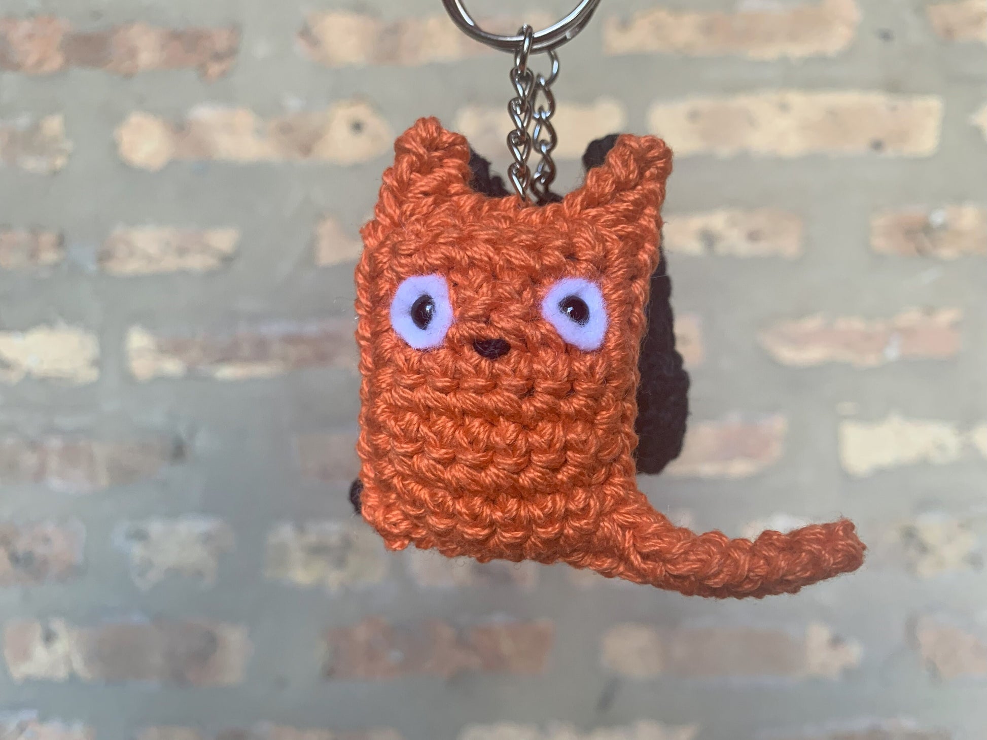Crochet Cat Keychain - Halloween Cat Keychain - Crochet Black Cat Amigurumi Key Chain