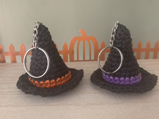 Crochet Witch Hat Keychain - Halloween Witch Hat Keychain - Crochet Witch Hat Amigurumi Key Chain