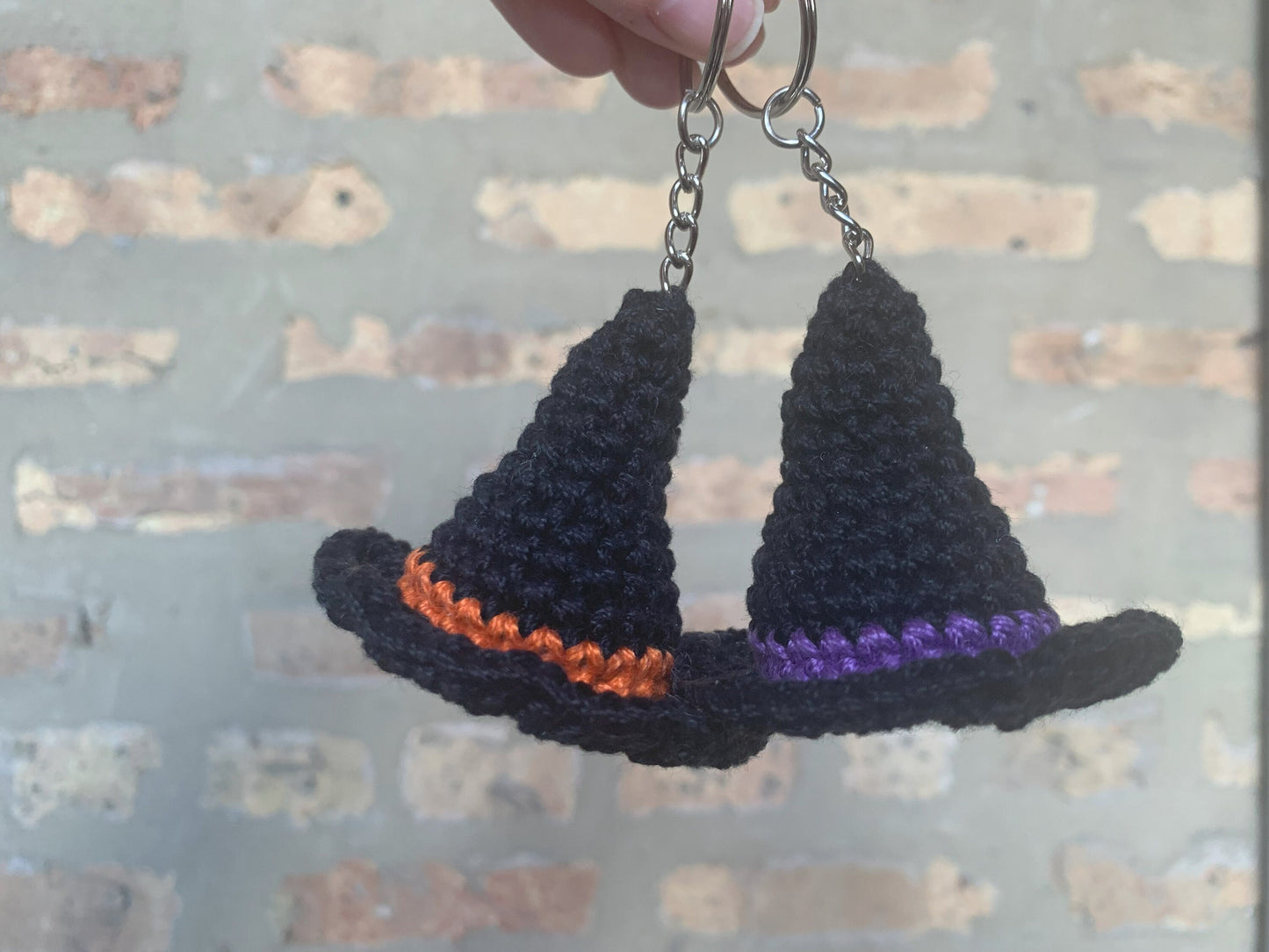 Crochet Witch Hat Keychain - Halloween Witch Hat Keychain - Crochet Witch Hat Amigurumi Key Chain