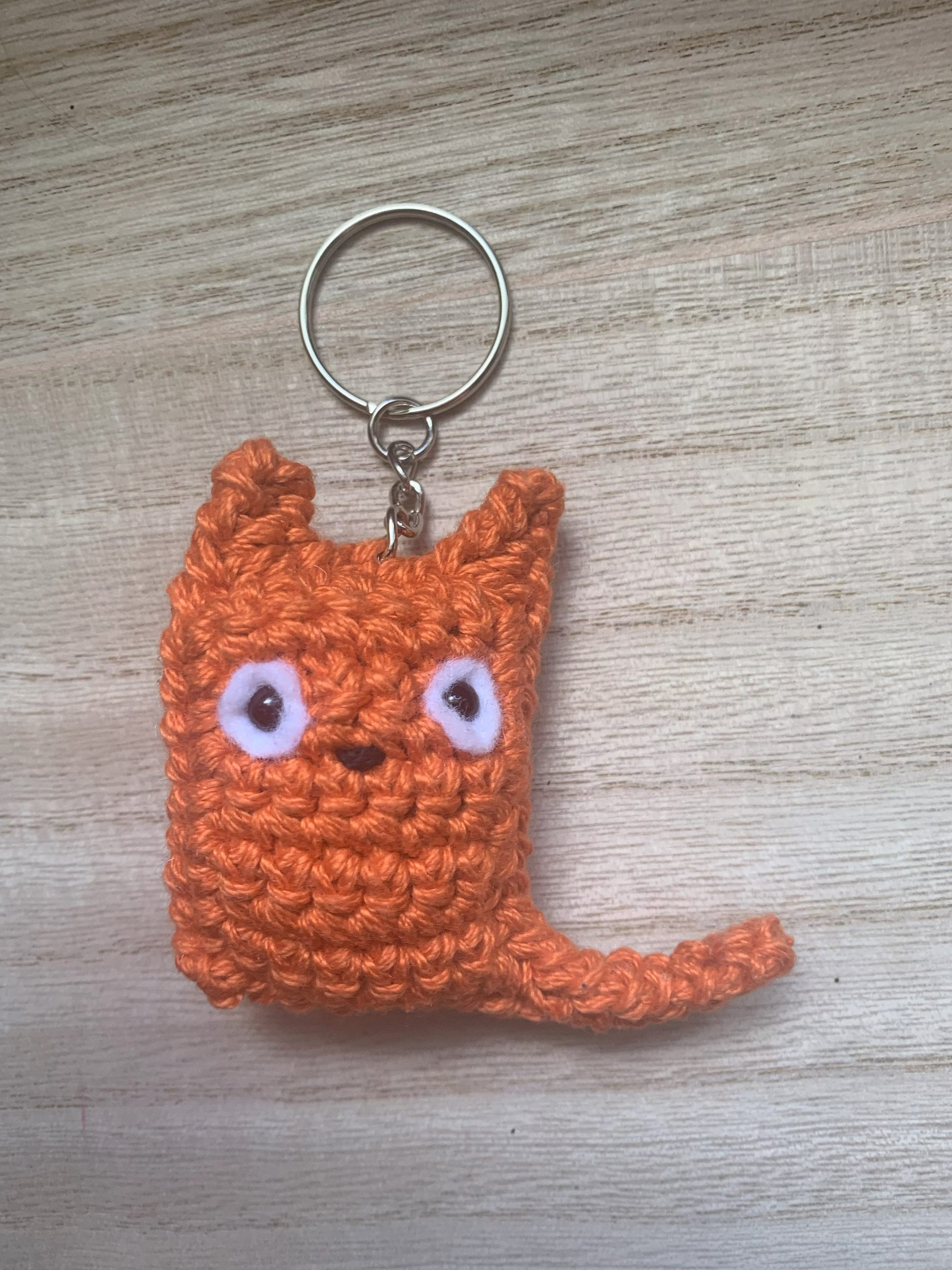 Crochet Cat Keychain - Halloween Cat Keychain - Crochet Black Cat Amigurumi Key Chain