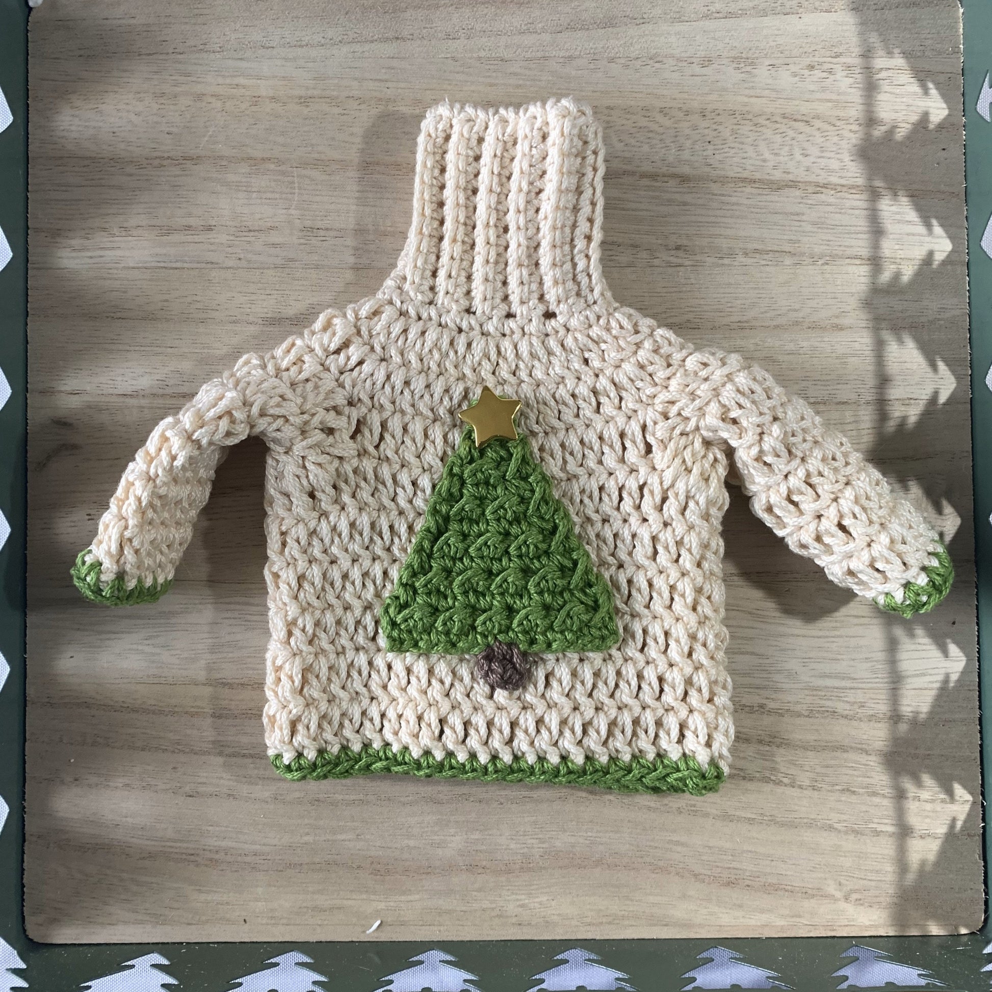 Christmas Tree Wine Bottle Sweater - Ugly Sweater Wine Bottle Cozy - Wine Bottle Cover - Christmas Wine Bottle Décor