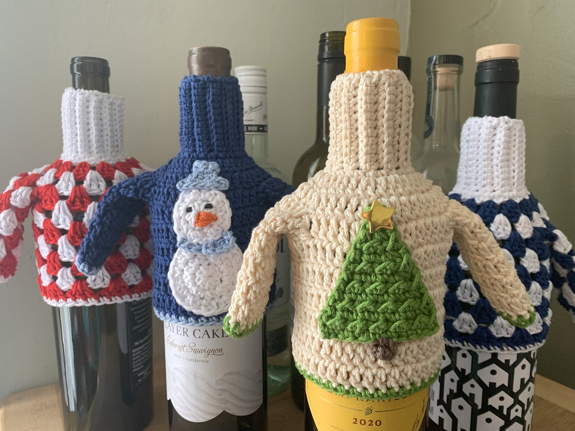 Christmas Tree Wine Bottle Sweater - Ugly Sweater Wine Bottle Cozy - Wine Bottle Cover - Christmas Wine Bottle Décor