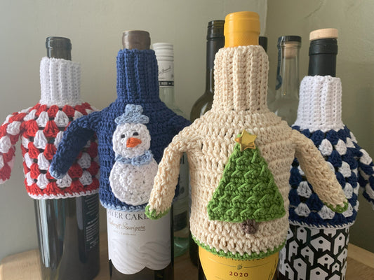 Christmas Tree Wine Bottle Sweater - Ugly Sweater Wine Bottle Cozy - Wine Bottle Cover - Christmas Wine Bottle Décor