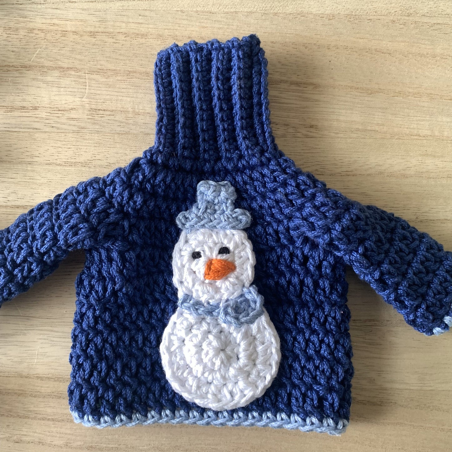 Crochet Snowman Wine Bottle Sweater - Ugly Sweater Wine Bottle Cozy - Wine Bottle Cover - Winter Wine Bottle Décor