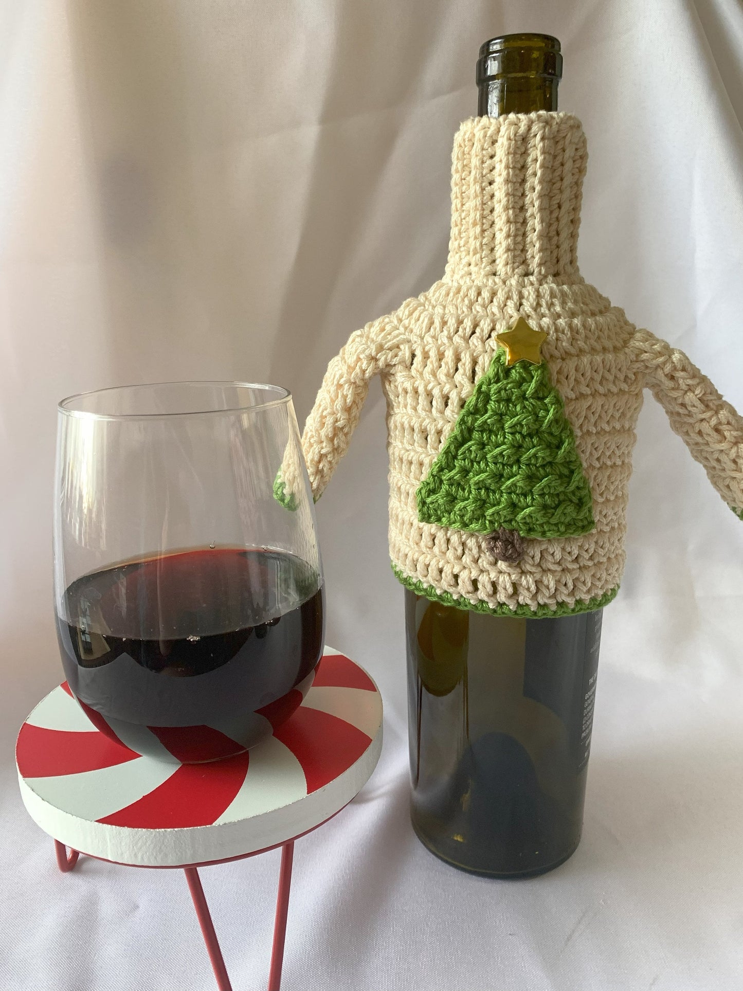 Christmas Tree Wine Bottle Sweater - Ugly Sweater Wine Bottle Cozy - Wine Bottle Cover - Christmas Wine Bottle Décor