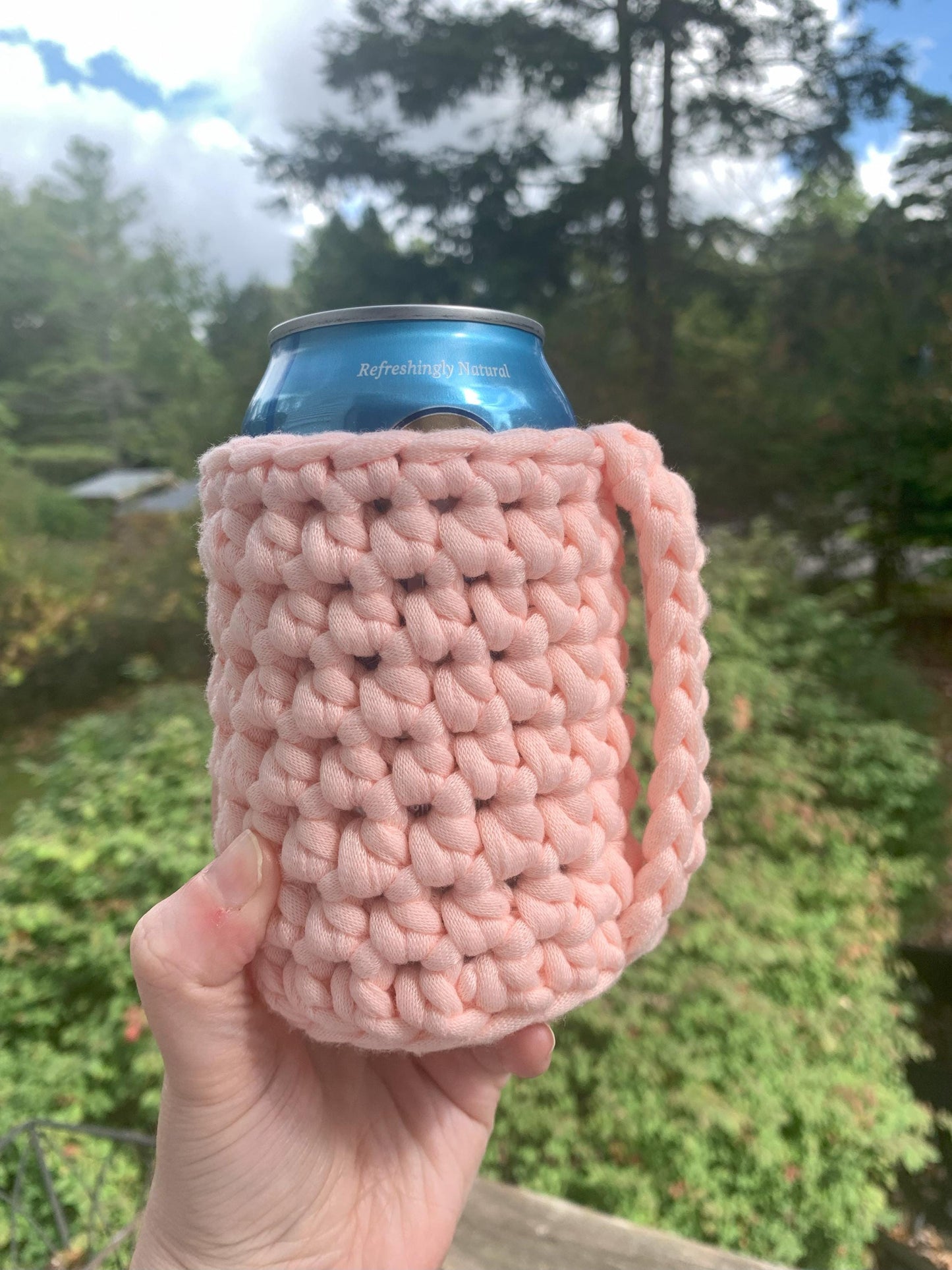 Handmade Crochet Can Cozy: Iced Coffee Cup Sleeve with Handle