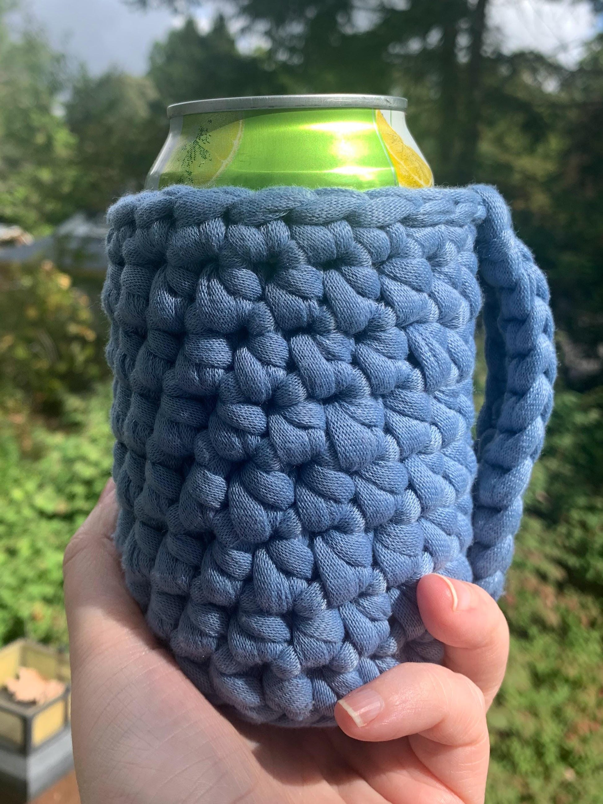 Handmade Crochet Can Cozy: Iced Coffee Cup Sleeve with Handle