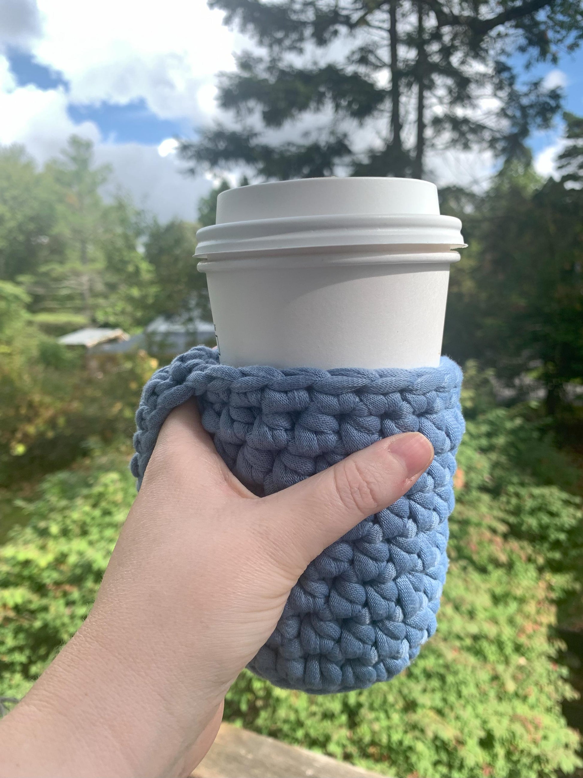 Handmade Crochet Can Cozy: Iced Coffee Cup Sleeve with Handle