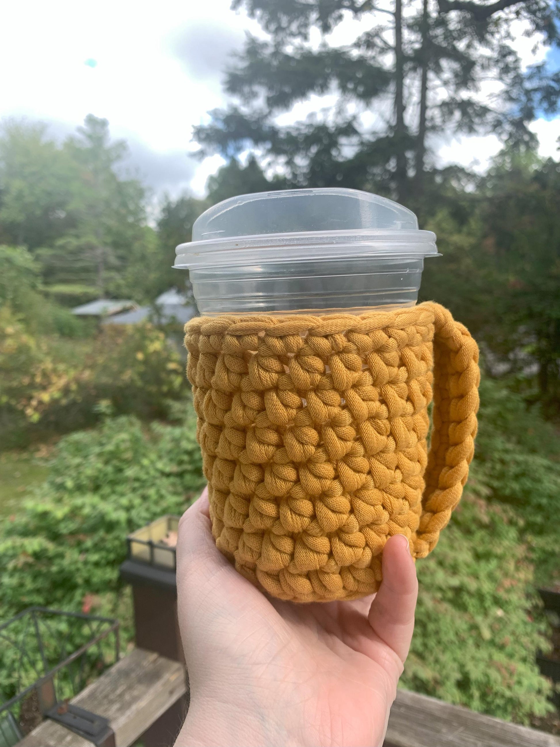 Handmade Crochet Can Cozy: Iced Coffee Cup Sleeve with Handle