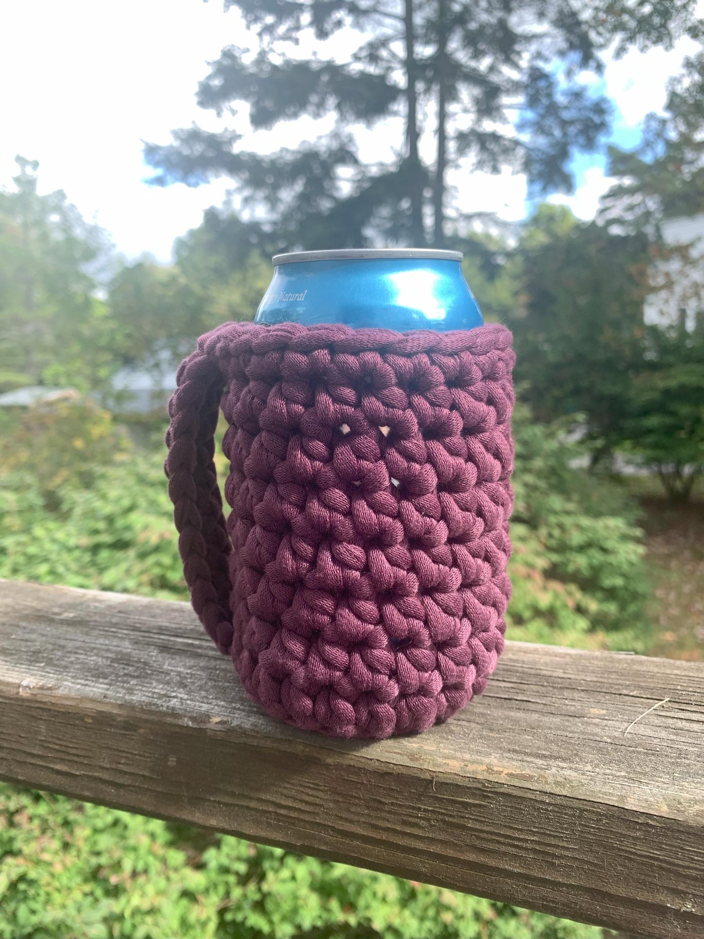 Handmade Crochet Can Cozy: Iced Coffee Cup Sleeve with Handle