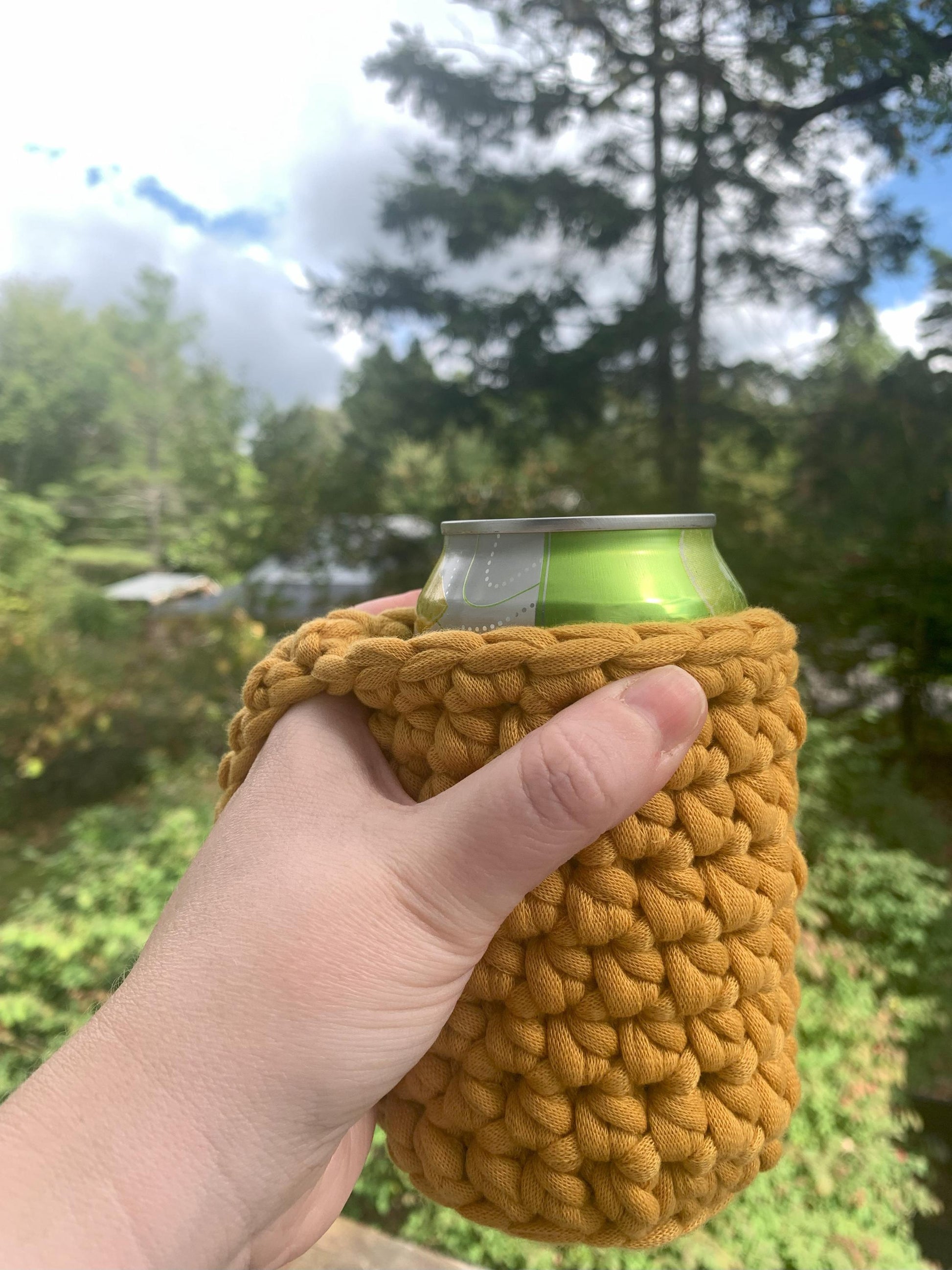 Handmade Crochet Can Cozy: Iced Coffee Cup Sleeve with Handle