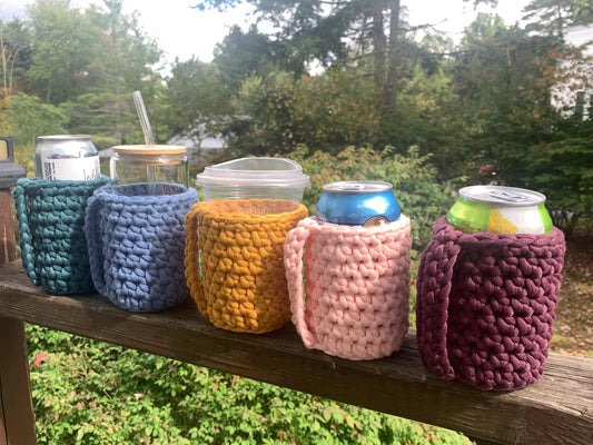 Handmade Crochet Can Cozy: Iced Coffee Cup Sleeve with Handle