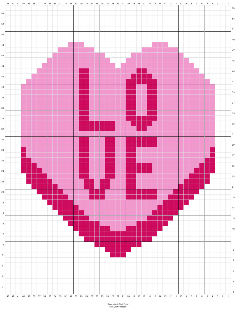 Valentine's Day Crochet Wall Hanging - Color Chart